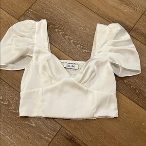 DO+BE Ivory Puff Sleeve satin Blouse